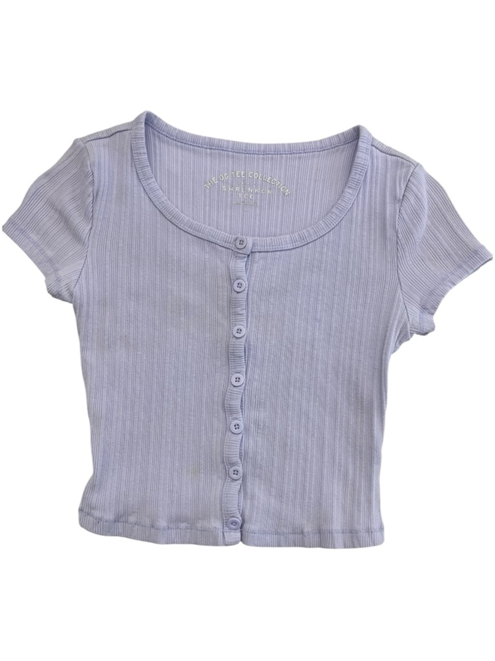 AERO OG Shrunken Tee Small Light Lavender Ribbed Fitted Crop Top